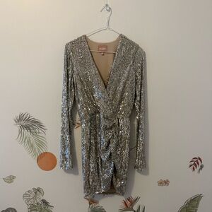 Show Me Your MuMu Metallic Sequin Holiday Dress Small